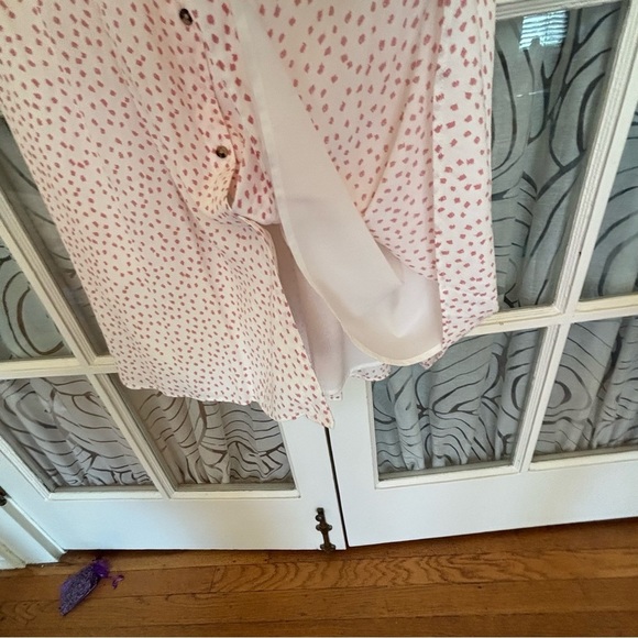 Loft 8 NWT white long flecked flutter sleeve midi dress - Picture 8 of 12